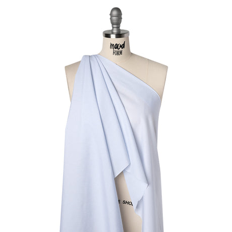 Cotton Shirting - White and Pale Blue Pinstripes - Designer Deadstock