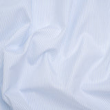 Cotton Shirting - White and Pale Blue Pinstripes - Designer Deadstock
