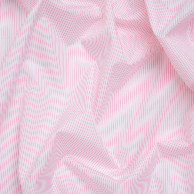 Cotton Shirting - Blush Pink and White Stripes - Deadstock