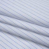 Cotton Twill Shirting - Sky Blue, Navy and White Stripes - Deadstock
