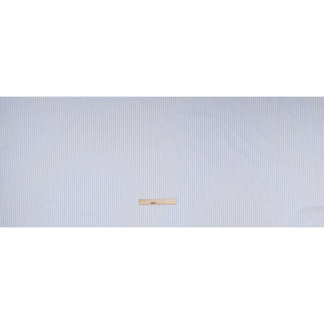 Cotton Twill Shirting - Sky Blue, Navy and White Stripes - Deadstock