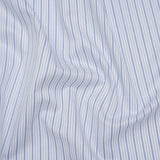 Cotton Twill Shirting - Sky Blue, Navy and White Stripes - Deadstock