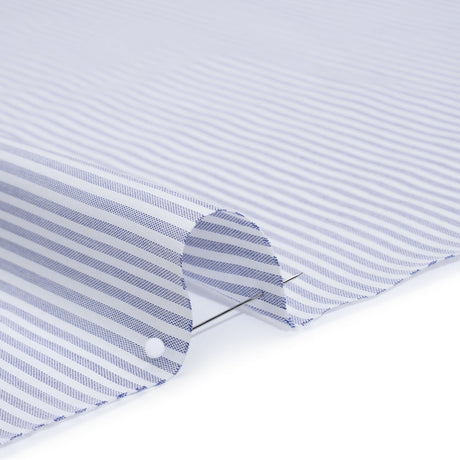 Cotton Basketweave Shirting - Blue and White Candy Stripes - Deadstock