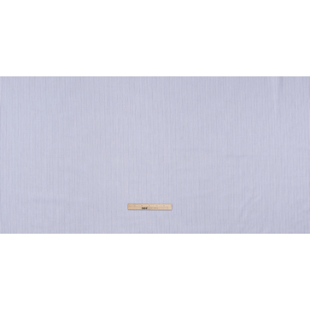 Cotton Basketweave Shirting - Blue and White Candy Stripes - Deadstock