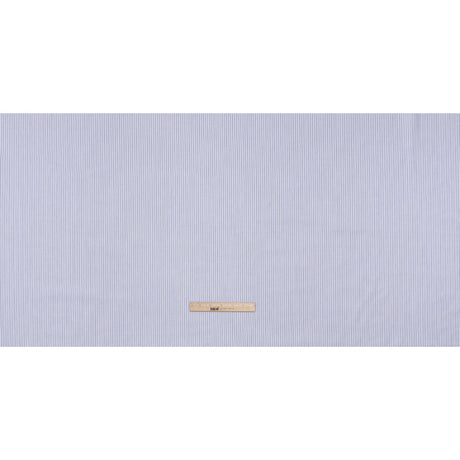Cotton Basketweave Shirting - Blue and White Candy Stripes - Deadstock