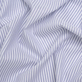 Cotton Basketweave Shirting - Blue and White Candy Stripes - Deadstock