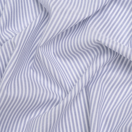 Cotton Basketweave Shirting - Blue and White Candy Stripes - Deadstock