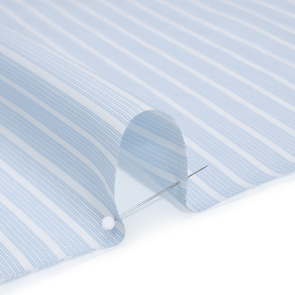 Cotton Twill Shirting - Baby Blue and White Stripe Bundles - Deadstock