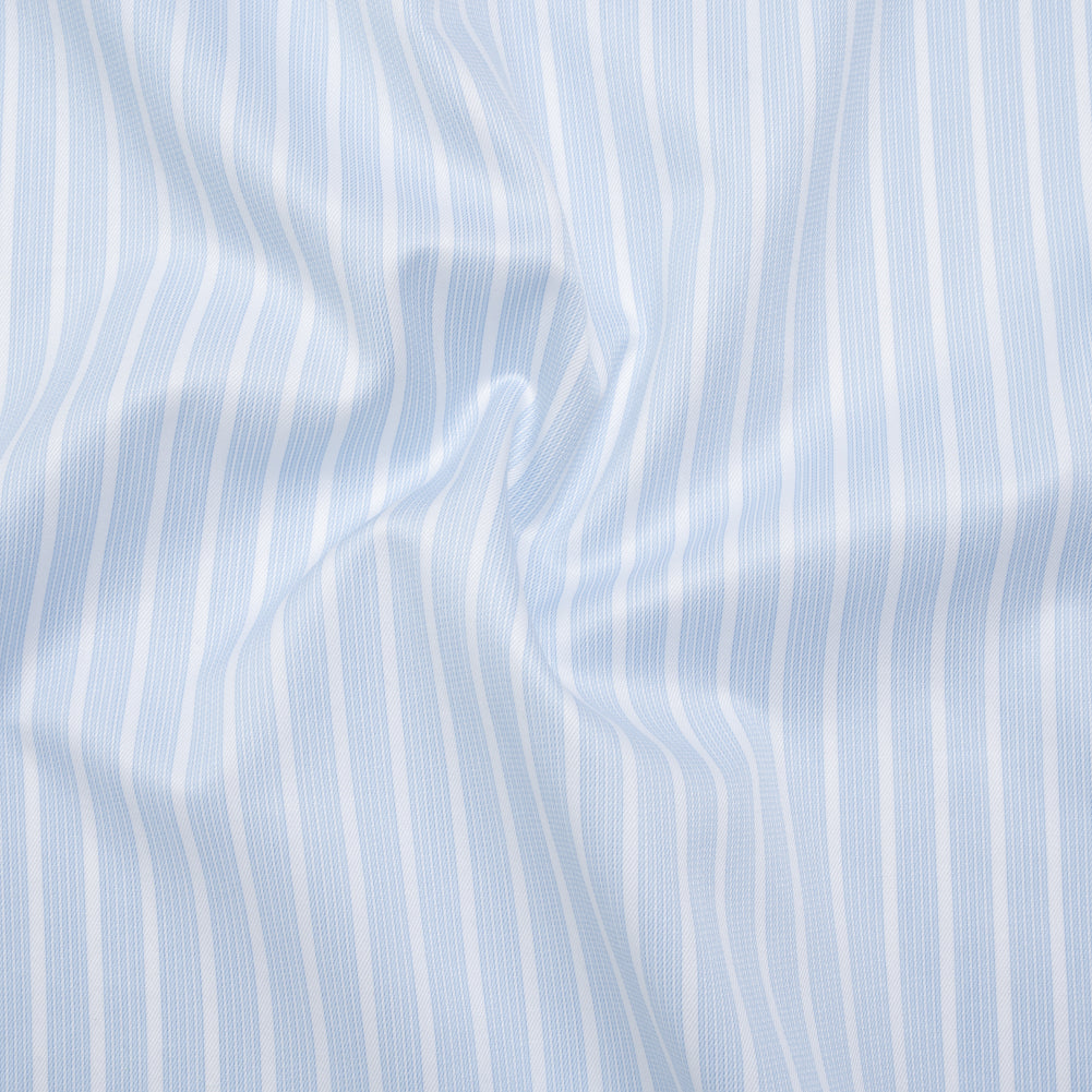 Cotton Twill Shirting - Baby Blue and White Stripe Bundles - Deadstock
