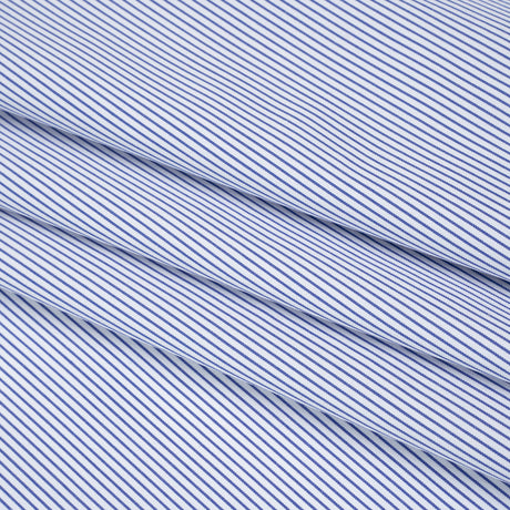 Cotton Shirting - Cobalt Blue and White Stripes - Deadstock