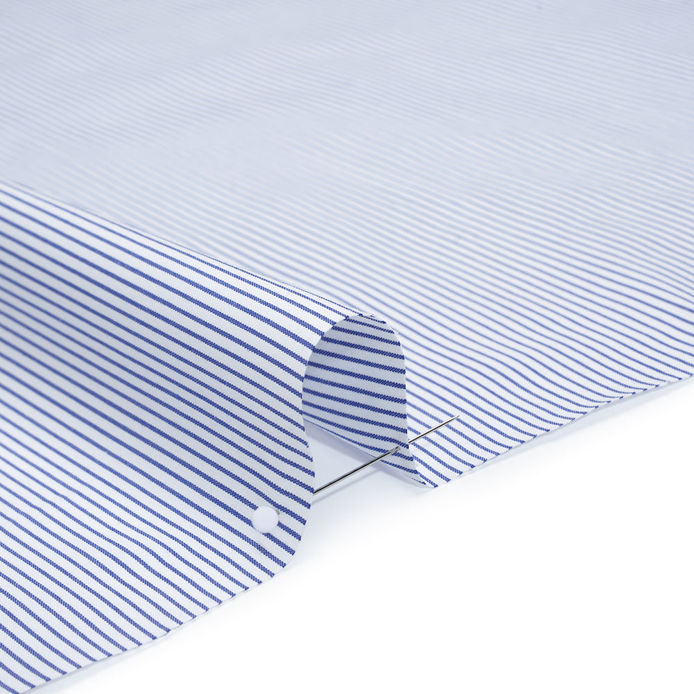 Cotton Shirting - Cobalt Blue and White Stripes - Deadstock