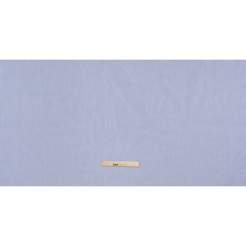 Cotton Shirting - Cobalt Blue and White Stripes - Deadstock