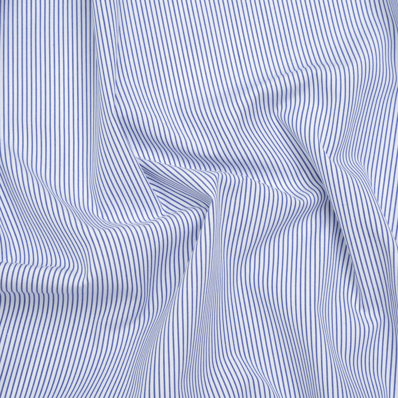 Cotton Shirting - Cobalt Blue and White Stripes - Deadstock
