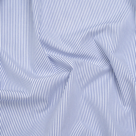 Cotton Shirting - Cobalt Blue and White Stripes - Deadstock