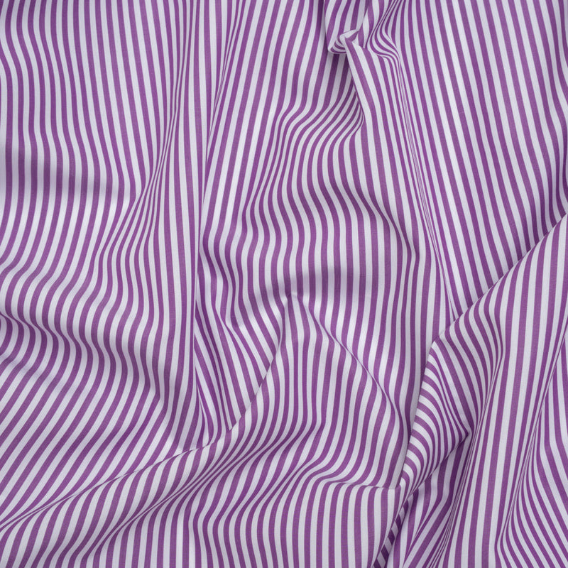 Cotton Shirting - Grape and White Candy Stripes - Deadstock