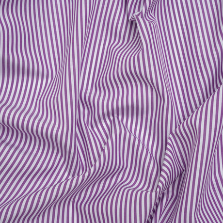 Cotton Shirting - Grape and White Candy Stripes - Deadstock