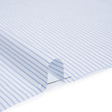 Tiny Herringbone Cotton Twill Shirting - Light Blue and White Stripes - Deadstock