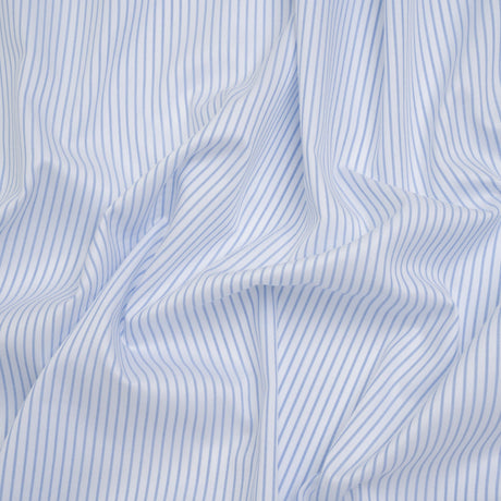 Tiny Herringbone Cotton Twill Shirting - Light Blue and White Stripes - Deadstock