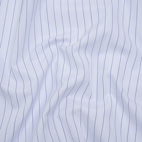 Cotton Shirting - Sky Blue, Navy and White Stripes - Deadstock