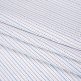 Cotton Herringbone Twill Shirting - White, Blue and Red Pinstripes - Deadstock