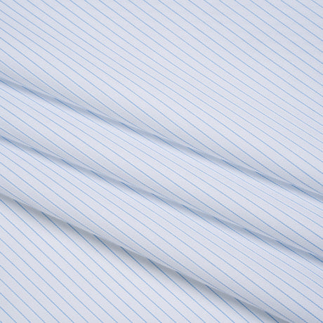 Cotton Twill Shirting - Light Blue and White Stripes - Deadstock
