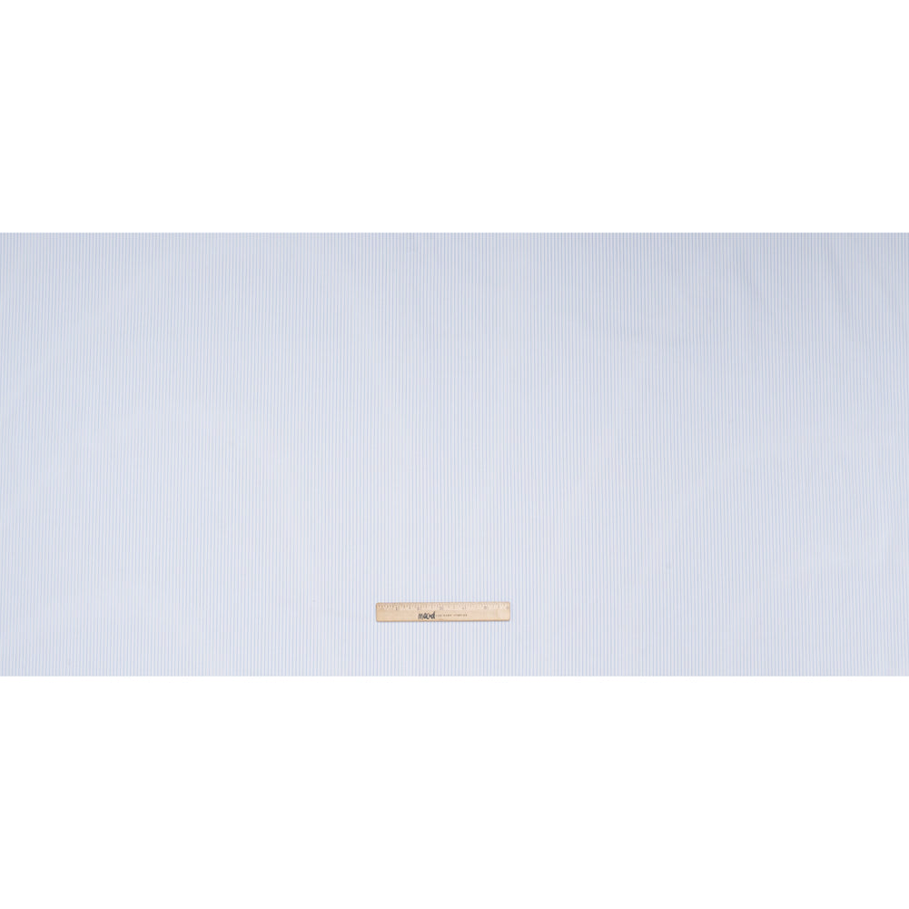 Cotton Twill Shirting - Light Blue and White Stripes - Deadstock