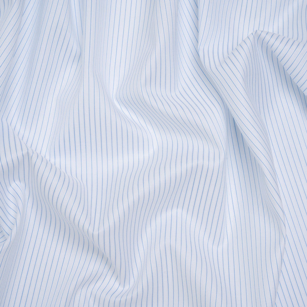 Cotton Twill Shirting - Light Blue and White Stripes - Deadstock