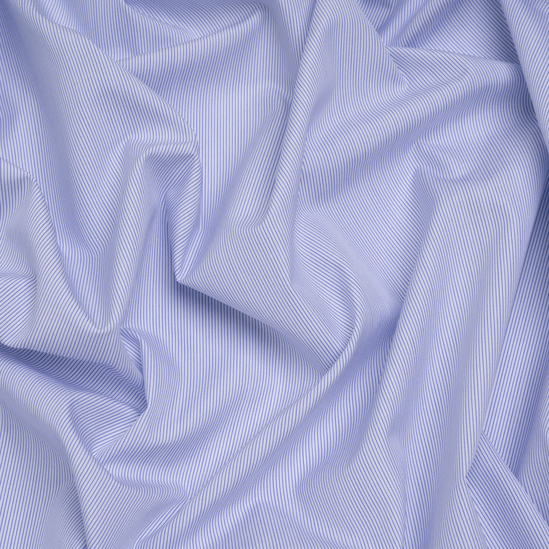 Cotton Shirting - Dark Blue and White Pinstripes - Deadstock