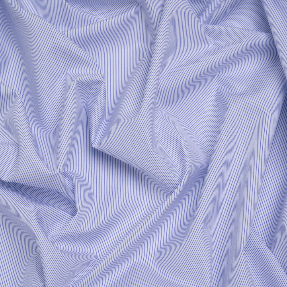 Cotton Shirting - Dark Blue and White Pinstripes - Deadstock
