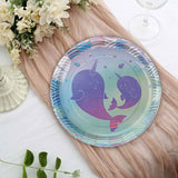 8 Count Iridescent Narwhal Party Paper Dessert Plates 7 Inch Disposable Kids Birthday Supplies