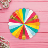 8 Count Multicolored Paper Dinner Plates Disposable Party Celebrations Bright 9"