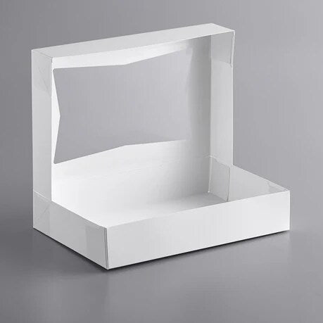 12 x 8.5 x 2.25" White Bakery Boxes with Window Pastry Boxes for Cakes, Cookies and Desserts