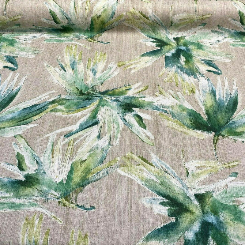 Anza Valley Green Forest Cotton Fabric - Shades Of Green On Taupe Beige Background, Digital Print, 54" Width, 220 Gr/M2 (1 Yard)