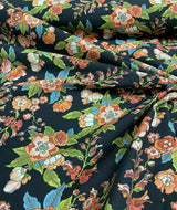 Jaimy Cotton Fabric - Black Jungle Flowers, 54" Width, 220 Gr/M2 (1 Yard)