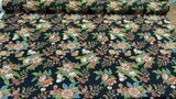 Jaimy Cotton Fabric - Black Jungle Flowers, 54" Width, 220 Gr/M2 (1 Yard)