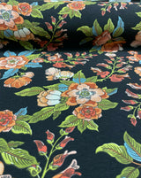Jaimy Cotton Fabric - Black Jungle Flowers, 54" Width, 220 Gr/M2 (1 Yard)