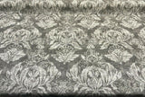 Classic Elegant Damask Cotton Fabric - Gray White Damask, 56" Width (1 Yard)