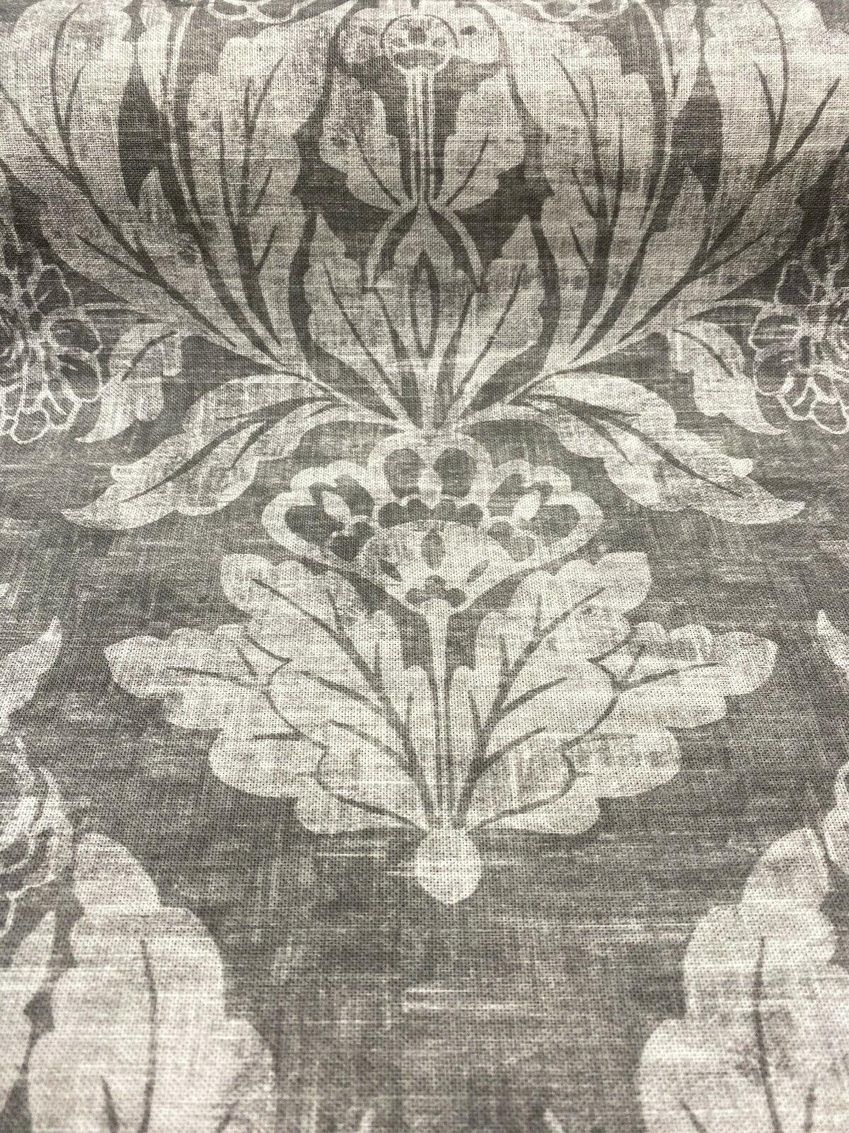 Classic Elegant Damask Cotton Fabric - Gray White Damask, 56" Width (1 Yard)