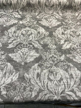 Classic Elegant Damask Cotton Fabric - Gray White Damask, 56" Width (1 Yard)