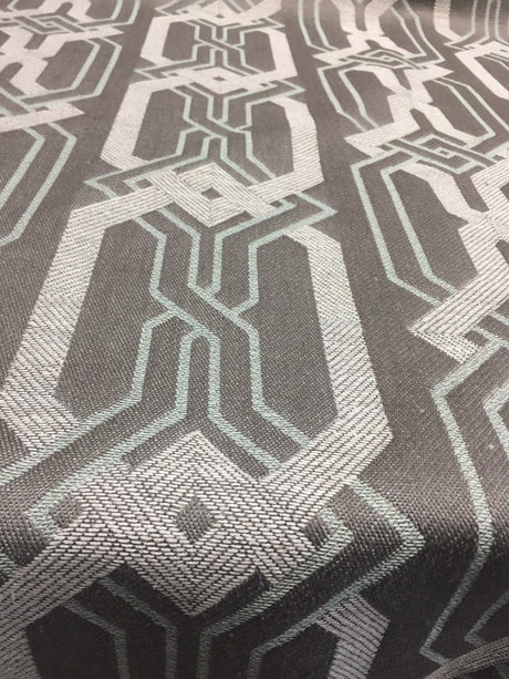 P Kaufmann Swanky Zen Linen Fabric - Geometric, Two Tone Gray With Light Blue, 57" Width (1 Yard)