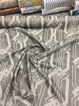 P Kaufmann Swanky Zen Linen Fabric - Geometric, Two Tone Gray With Light Blue, 57" Width (1 Yard)