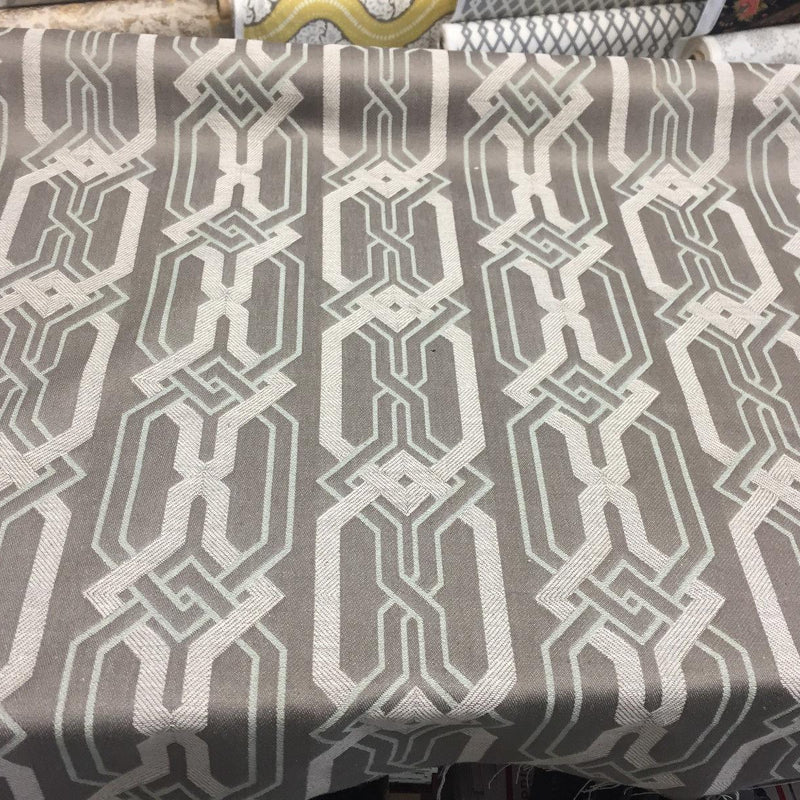 P Kaufmann Swanky Zen Linen Fabric - Geometric, Two Tone Gray With Light Blue, 57" Width (1 Yard)