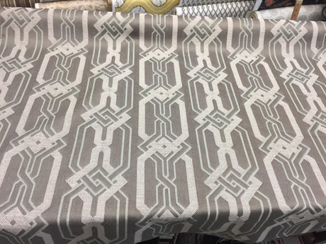 P Kaufmann Swanky Zen Linen Fabric - Geometric, Two Tone Gray With Light Blue, 57" Width (1 Yard)