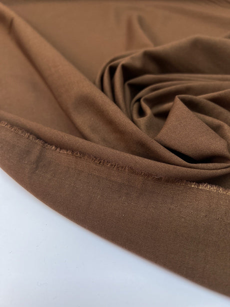 Brown Polyamide Viscose Elastane Plain Weave Fabric
