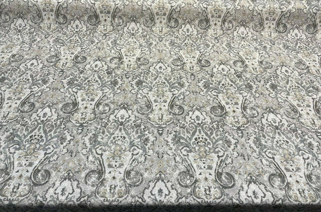 Mazely Damask Ancient Gray Cotton Fabric - Damask, Gray, 56" Width (1 Yard)