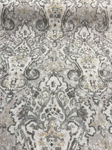 Mazely Damask Ancient Gray Cotton Fabric - Damask, Gray, 56" Width (1 Yard)