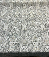 Mazely Damask Ancient Gray Cotton Fabric - Damask, Gray, 56" Width (1 Yard)