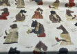 Fancy Nautical Dogs Linen Blend Fabric - Whimsical Dog Print, Black Red Brown Ivory, 56" Width (1 Yard)