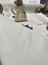 Fancy Nautical Dogs Linen Blend Fabric - Whimsical Dog Print, Black Red Brown Ivory, 56" Width (1 Yard)