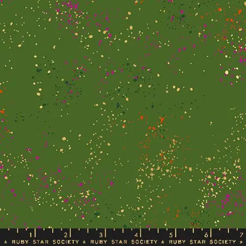 Dark Green Speckled Metallic Cotton Fabric